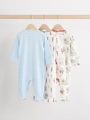 Blue Cath Kidston Cars Baby 100% Cotton Sleepsuits 3 Pack - Image 2 of 12
