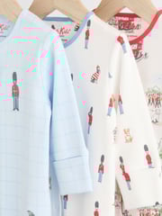 Blue Cath Kidston Cars Baby 100% Cotton Sleepsuits 3 Pack - Image 8 of 12