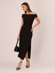 Adrianna Papell Matte Jersey Long Black Dress - Image 3 of 7