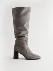 Grey Forever Comfort® Knee High Slouch Block Heeled Boots - Image 4 of 7