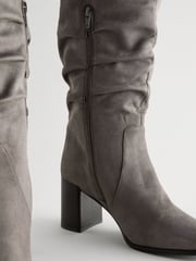 Grey Forever Comfort® Knee High Slouch Block Heeled Boots - Image 5 of 7