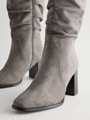 Grey Forever Comfort® Knee High Slouch Block Heeled Boots - Image 6 of 7