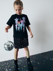 Black Sequin Star Graphic 100% Cotton T-Shirt (3-16yrs) - Image 1 of 6