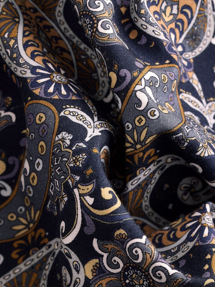 Charcoal Grey Paisley Slim Fit Signature Single Cuff 100% Cotton Formal Shirt - Image 7 of 7