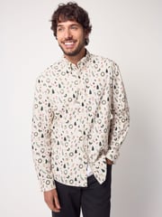 White Wreath Long Sleeve Christmas Print 100% Cotton Oxford Shirt - Image 1 of 8