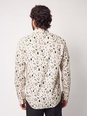 White Wreath Long Sleeve Christmas Print 100% Cotton Oxford Shirt - Image 3 of 8