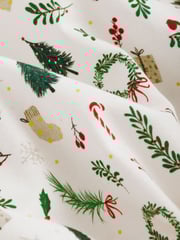 White Wreath Long Sleeve Christmas Print 100% Cotton Oxford Shirt - Image 8 of 8