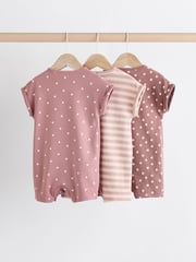 Pink Spot/ Stripe 100% Cotton Baby Rompers 3 Pack - Image 2 of 11