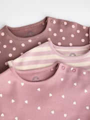 Pink Spot/ Stripe 100% Cotton Baby Rompers 3 Pack - Image 4 of 11