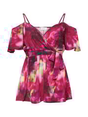 Yours Curve Pink YOURS LONDON Curve Navy Blue Floral Print Cold Shoulder Top - Image 5 of 5
