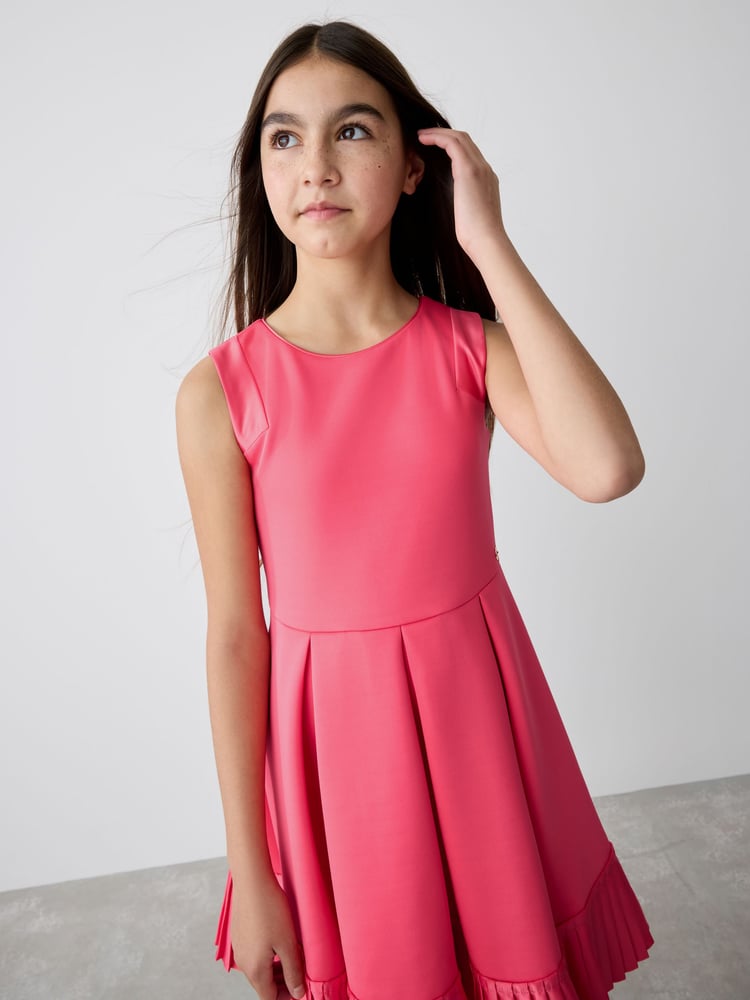 Baker by Ted Baker Coral Pink Frill Peplum Hem Dress - Image 1 of 10