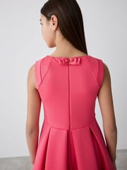Baker by Ted Baker Coral Pink Frill Peplum Hem Dress - Image 4 of 10