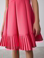 Baker by Ted Baker Coral Pink Frill Peplum Hem Dress - Image 5 of 10