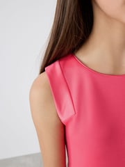 Baker by Ted Baker Coral Pink Frill Peplum Hem Dress - Image 6 of 10