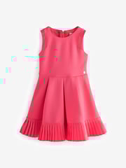 Baker by Ted Baker Coral Pink Frill Peplum Hem Dress - Image 8 of 10