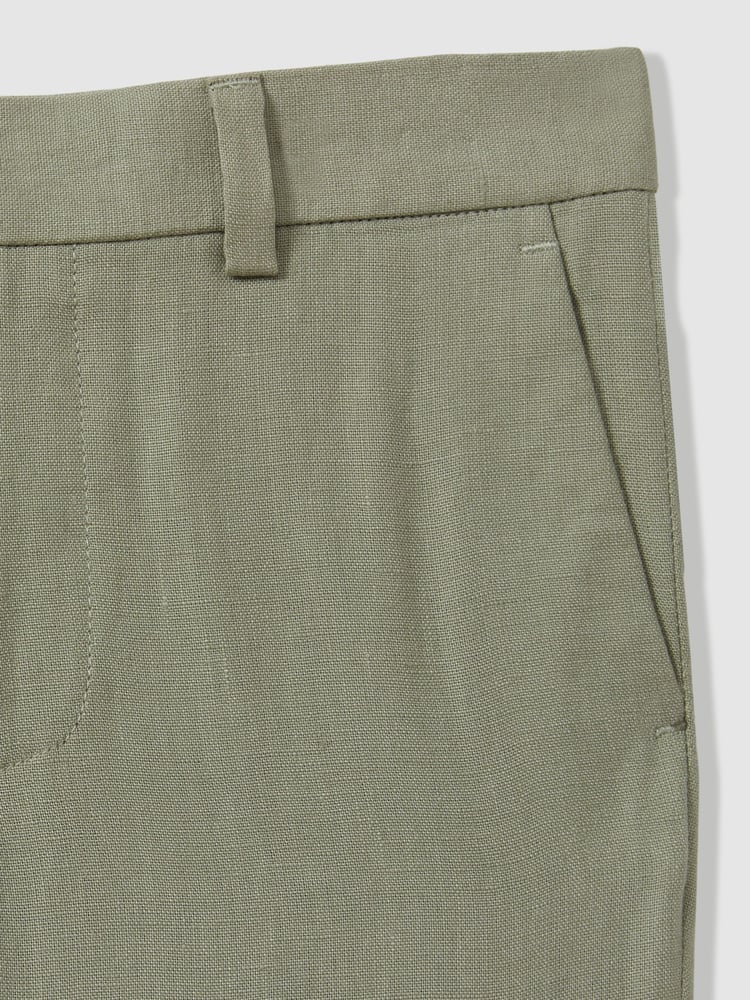 Reiss Apple Kin 3-9 yrs Slim Fit Linen Adjustable Trousers - Image 3 of 3