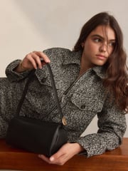 Black Leather Barrel Shoulder Bag - Image 1 of 8