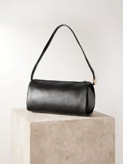 Black Leather Barrel Shoulder Bag - Image 3 of 8