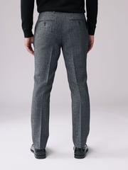 Navy Blue Slim Fit Check Smart Trousers - Image 3 of 7