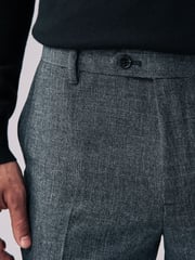 Navy Blue Slim Fit Check Smart Trousers - Image 4 of 7