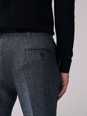 Navy Blue Slim Fit Check Smart Trousers - Image 5 of 7