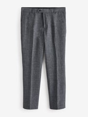 Navy Blue Slim Fit Check Smart Trousers - Image 6 of 7
