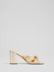 LK Bennett Gold Coletta Strappy Mules - Image 1 of 4