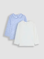 JoJo Maman Bébé Blue 2-Pack Ditsy Floral Peter Pan Tops - Image 1 of 6