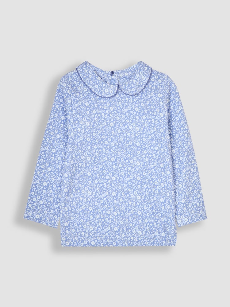 JoJo Maman Bébé Blue 2-Pack Ditsy Floral Peter Pan Tops - Image 2 of 6