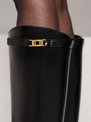 Lipsy – flache, lange Reitstiefel aus Kunstleder mit hohem Absatz - Bild 3 von 4