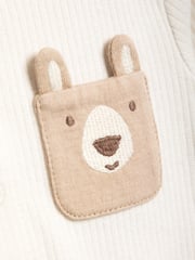 JoJo Maman Bébé Natural Printed Bear And Appliqué Pocket Bodies 2 Pack - Image 6 of 6