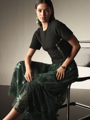 Black Short Sleeve Crew Neck Jumper With Wool - Image 6 of 6