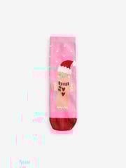 Pink/Red Cotton Rich Christmas Character Ankle Socks 3 Pack - Image 4 of 4