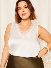 Curves Like These White Lace Vneck Camisole - Image 1 of 4