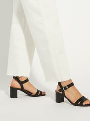 Dune London Black Wide Fit Merisa 2 Part Block Heel Sandals - Image 1 of 6