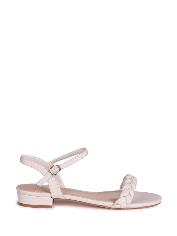 Linzi Nude Faux Leather Plaited Low Bock Heeled Sandals - Image 2 of 4