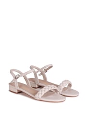 Linzi Nude Faux Leather Plaited Low Bock Heeled Sandals - Image 3 of 4