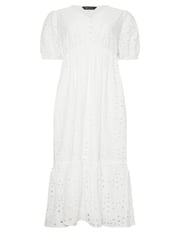 M&Co White 100% Cotton Broderie Anglaise Midi Dress - Image 5 of 5