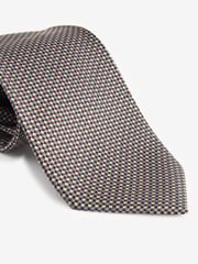 Neutral Brown/Blue Silk Design Tie - Image 2 of 3