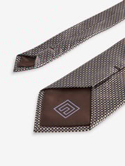 Neutral Brown/Blue Silk Design Tie - Image 3 of 3