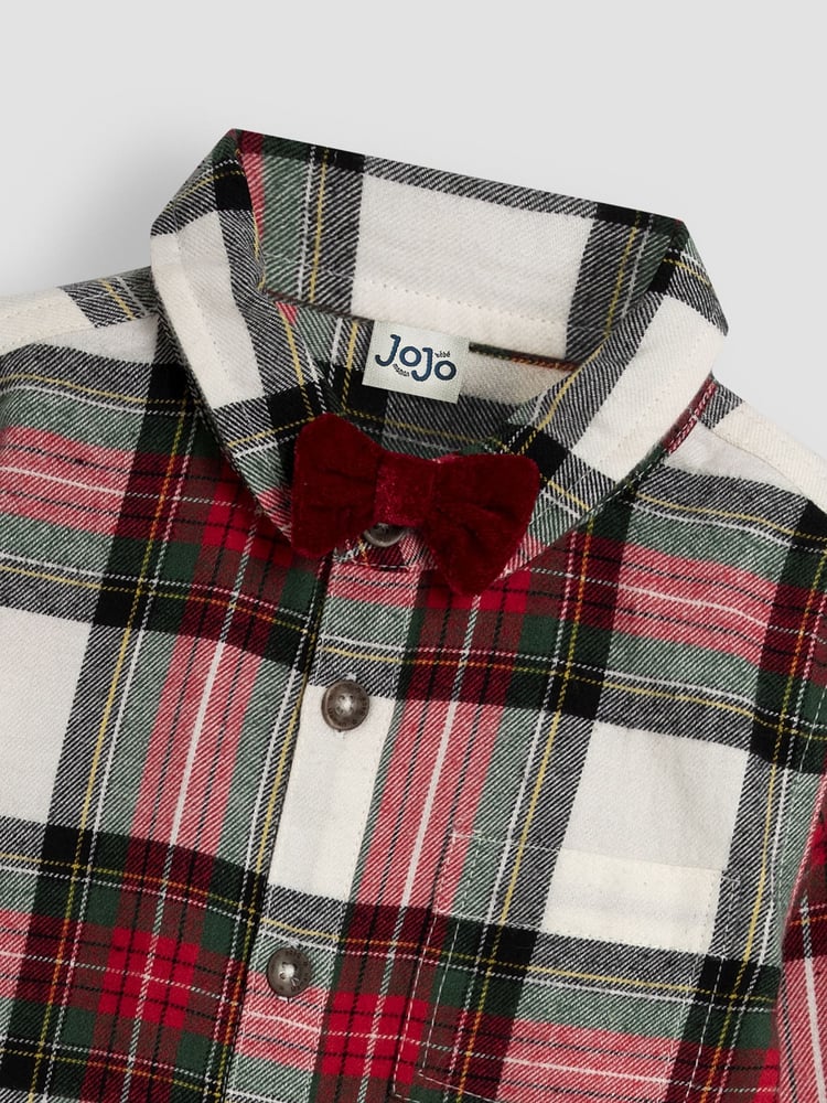 JoJo Maman Bébé Red Check Shirt With Bow Tie - Image 4 of 4