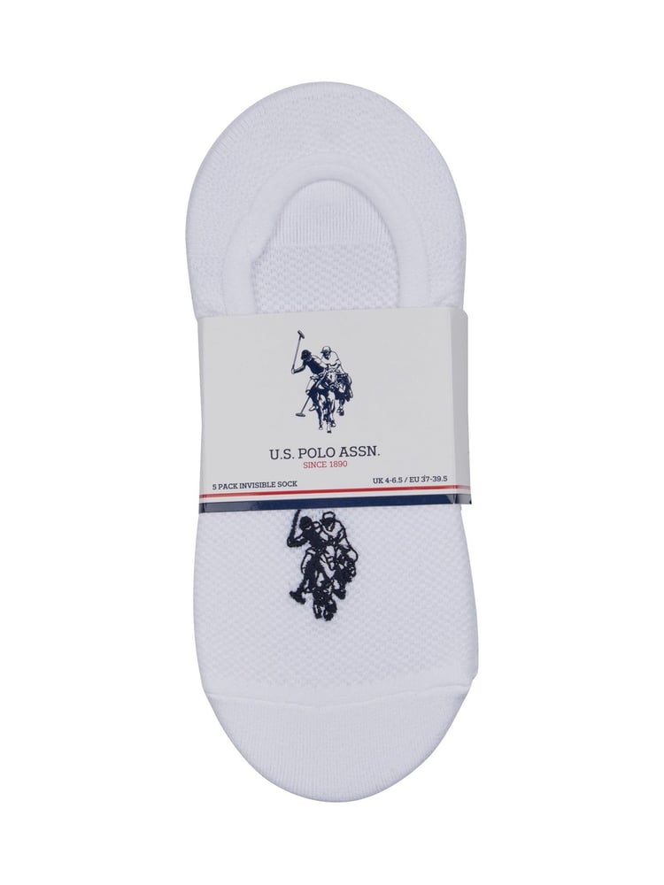 U.S. Polo Assn. White Invisible Trainer Socks 5 Pack - Image 2 of 3
