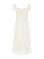 Guess Pleated Occasion Midi Dress With Linen - Image 2 of 2