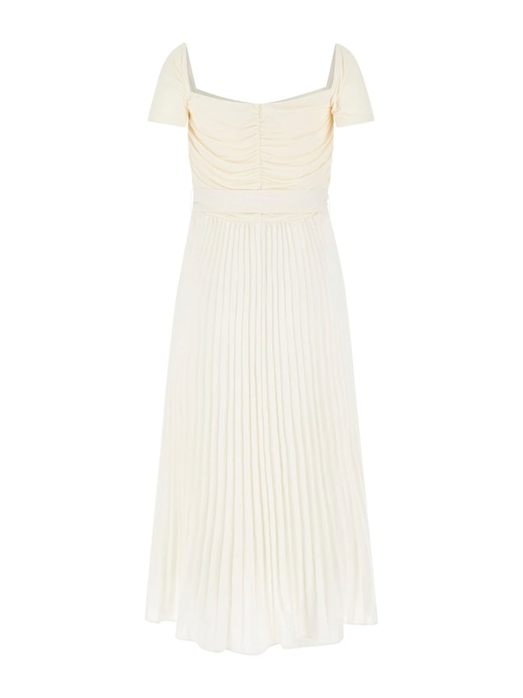 Guess Pleated Occasion Midi Dress With Linen - Image 2 of 2
