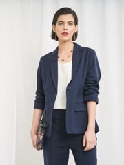 Seasalt Cornwall Blue Erica Linen Blend Blazer - Image 1 of 6