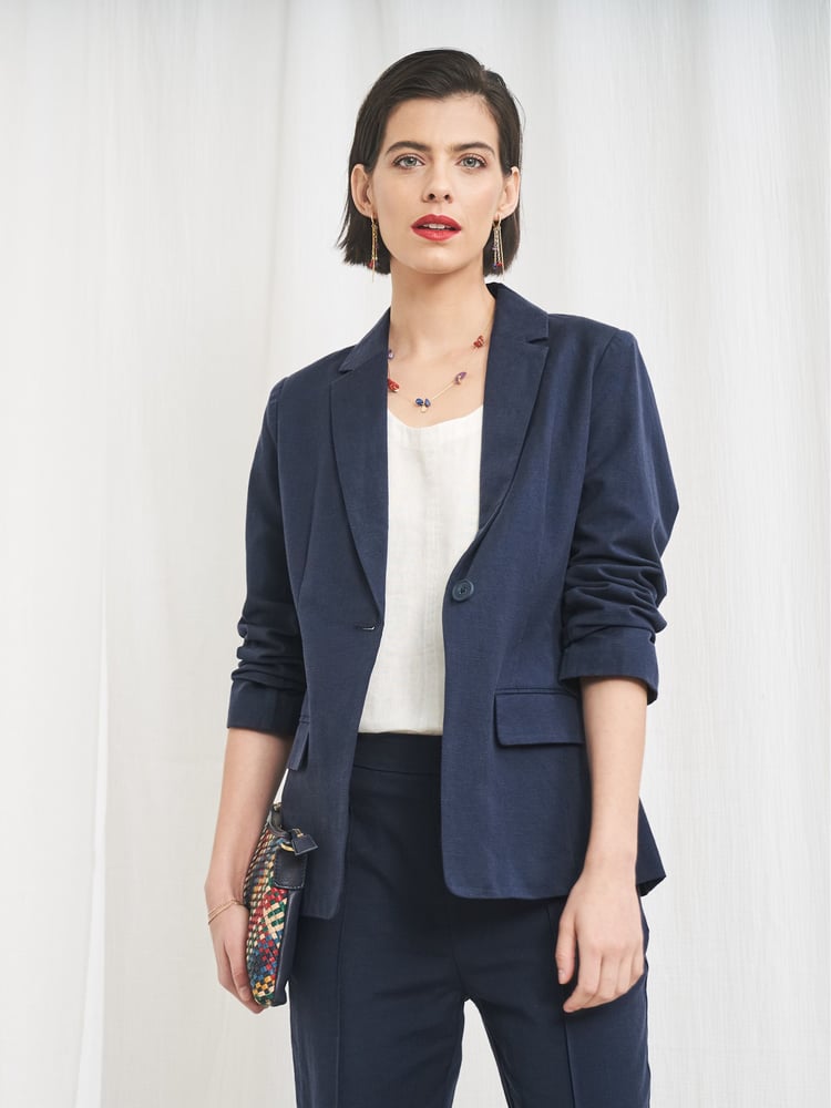 Seasalt Cornwall Blue Erica Linen Blend Blazer - Image 1 of 6