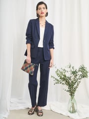 Seasalt Cornwall Blue Erica Linen Blend Blazer - Image 2 of 6