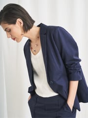 Seasalt Cornwall Blue Erica Linen Blend Blazer - Image 3 of 6