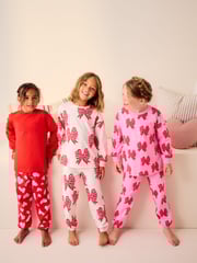 Red Bow/Heart Bow Jogger Pyjamas 3 Pack (3-16yrs) - Image 2 of 13