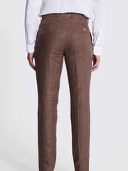 MOSS Rust Brown Tailored Fit Linen Rust Trousers - Image 2 of 3